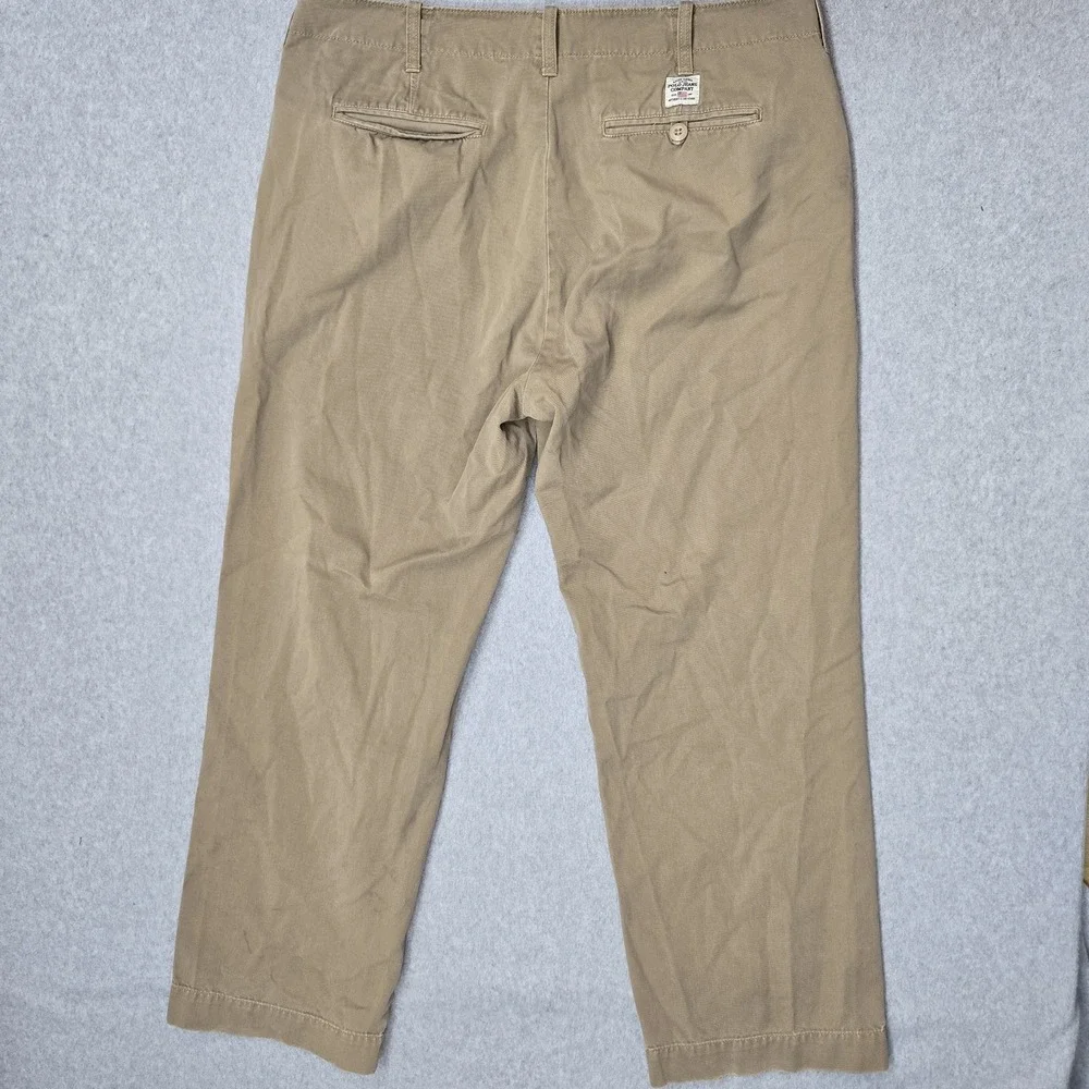 Polo Jean Ralph Lauren Men Pants 38X32 Khaki Chino Twill Button 31